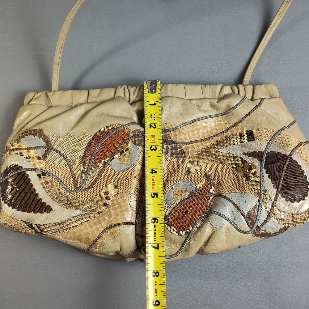 Vintage 80s Carlo Fiori Italy Snakeskin Patchwork Leather Shoulder Crossbody Bag - Picture 15 of 16